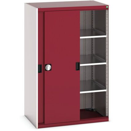 Cubio Storage Cabinet, 2 Sliding Doors, Red, 1600 x 1050 x 650mm