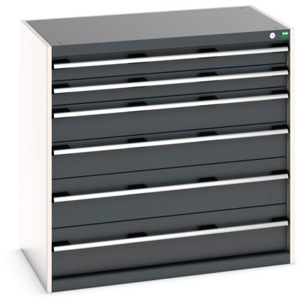 Cubio Drawer Cabinet, 6 Drawers, Anthracite Grey/Light Grey, 1000 x 1050 x 650mm