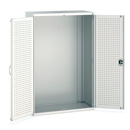 Cubio Storage Cabinet, 2 Perfo Doors, Light Grey, 2000 x 1300 x 650mm