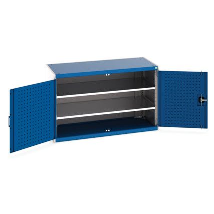 Cubio Storage Cabinet, 2 Perfo Doors, Blue, 800 x 1300 x 650mm