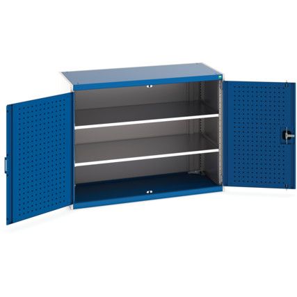 Cubio Storage Cabinet, 2 Perfo Doors, Blue, 1000 x 1300 x 650mm