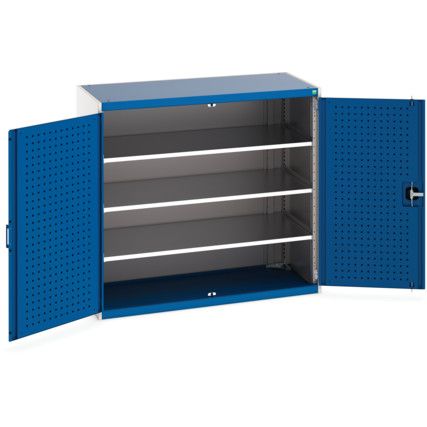 Cubio Storage Cabinet, 2 Perfo Doors, Blue, 1200 x 1300 x 650mm