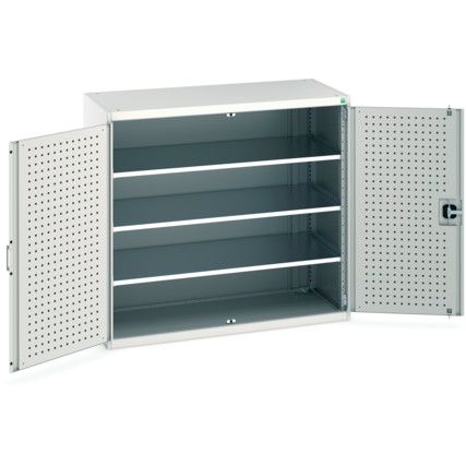 Cubio Storage Cabinet, 2 Perfo Doors, Light Grey, 1200 x 1300 x 650mm