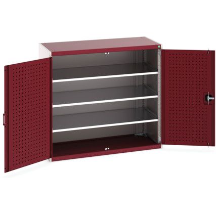 Cubio Storage Cabinet, 2 Perfo Doors, Red, 1200 x 1300 x 650mm