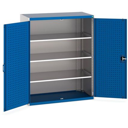 Cubio Storage Cabinet, 2 Perfo Doors, Blue, 2000 x 1300 x 650mm