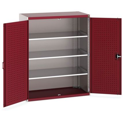 Cubio Storage Cabinet, 2 Perfo Doors, Red, 2000 x 1300 x 650mm