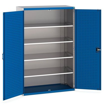 Cubio Storage Cabinet, 2 Perfo Doors, Blue, 2000 x 1300 x 650mm