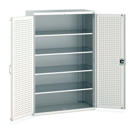 Cubio Storage Cabinet, 2 Perfo Doors, Light Grey, 2000 x 1300 x 650mm