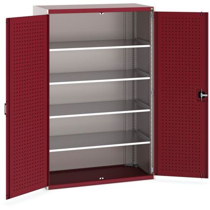 Cubio Storage Cabinet, 2 Perfo Doors, Red, 2000 x 1300 x 650mm