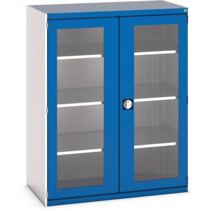 Cubio Storage Cabinet, 2 Clearview Doors, Blue, 1600 x 1300 x 650mm