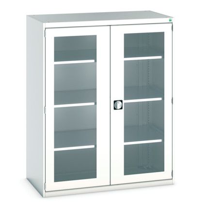 Cubio Storage Cabinet, 2 Clearview Doors, Light Grey, 1600 x 1300 x 650mm