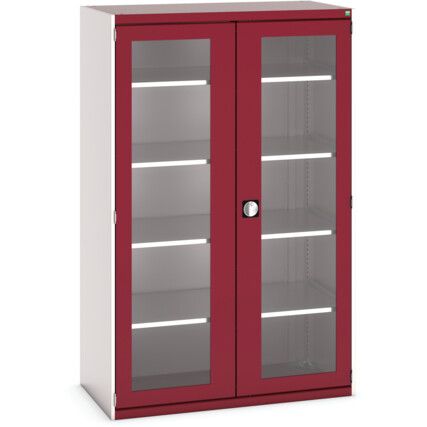 Cubio Storage Cabinet, 2 Doors, Red, 2000 x 1300 x 650mm