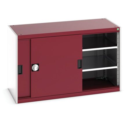 Cubio Storage Cabinet, Single Sliding Door, Red, 800 x 1300 x 650mm