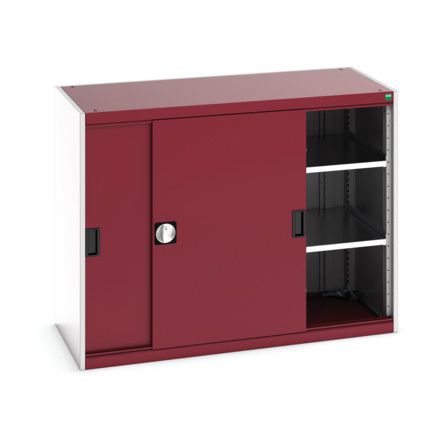 Cubio Storage Cabinet, Single Sliding Door, Red, 1000 x 1300 x 650mm