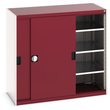 Cubio Storage Cabinet, Single Sliding Door, Red, 1300 x 1300 x 650mm