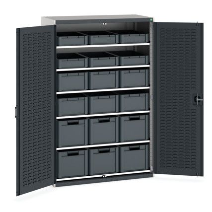 Cubio Storage Cabinet, Single Door, Anthracite Grey, 2000 x 1300 x 650mm