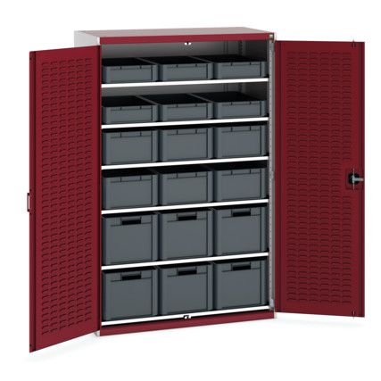 Cubio Storage Cabinet, Single Door, Red, 2000 x 1300 x 650mm