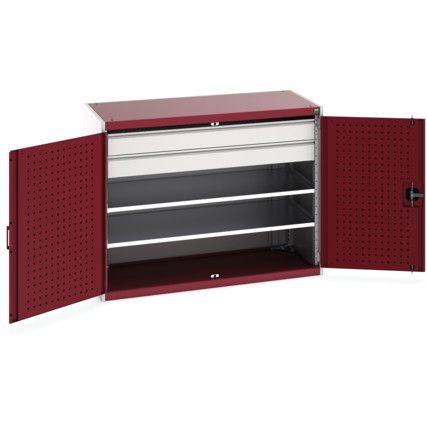 Cubio Storage Cabinet, 2 Doors, Red, 1000 x 1300 x 650mm