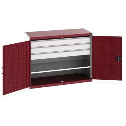 Cubio Storage Cabinet, 2 Doors, Red, 1000 x 1300 x 650mm