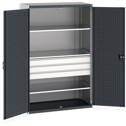 Cubio Storage Cabinet, 2 Doors, Anthracite Grey, 2000 x 1300 x 650mm