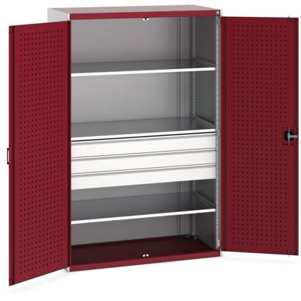 Cubio Storage Cabinet, 2 Doors, Red, 2000 x 1300 x 650mm