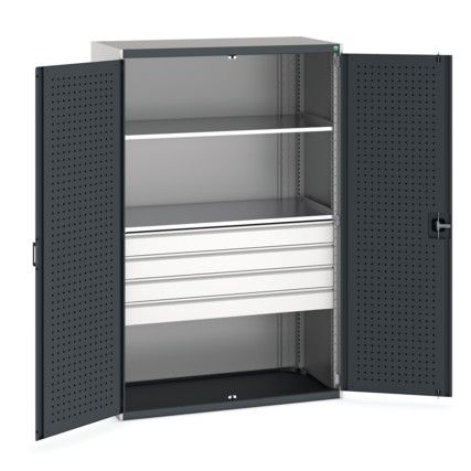 Cubio Storage Cabinet, 2 Doors, Anthracite Grey, 2000 x 1300 x 650mm