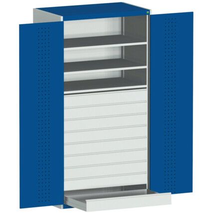 Cubio Storage Cabinet, 2 Perfo Doors, Blue, 2000 x 1300 x 650mm