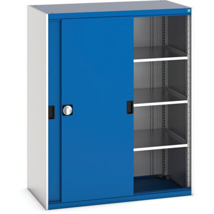 Cubio Storage Cabinet, 2 Sliding Doors, Blue, 1600 x 1300 x 650mm