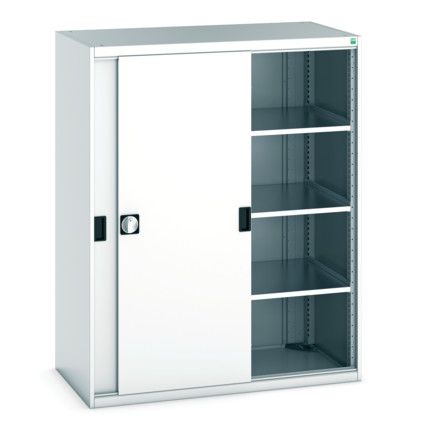 Cubio Storage Cabinet, 2 Sliding Doors, Light Grey, 1600 x 1300 x 650mm