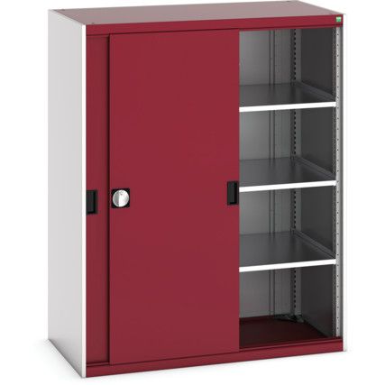 Cubio Storage Cabinet, 2 Sliding Doors, Red, 1600 x 1300 x 650mm