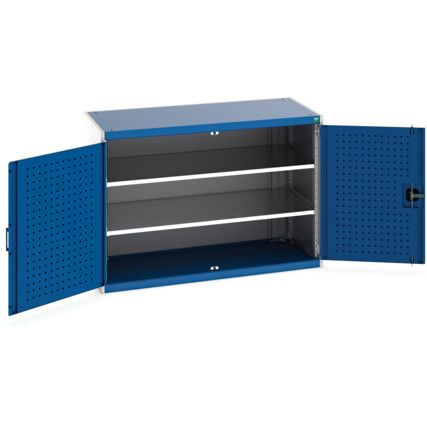 Cubio Storage Cabinet, 2 Perfo Doors, Blue, 900 x 1300 x 650mm