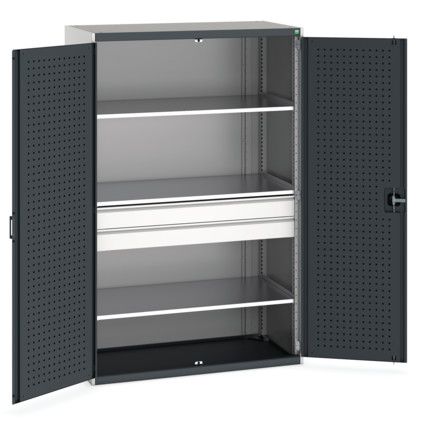 Cubio Storage Cabinet, 2 Doors, Anthracite Grey, 2000 x 1300 x 650mm