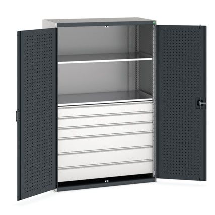 Cubio Storage Cabinet, 2 Doors, Anthracite Grey, 2000 x 1300 x 650mm