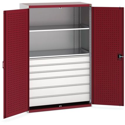 Cubio Storage Cabinet, 2 Doors, Red, 2000 x 1300 x 650mm