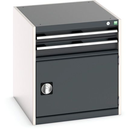 Cubio Drawer Cabinet, 2 Drawers, Anthracite Grey/Light Grey, 700 x 650 x 750mm