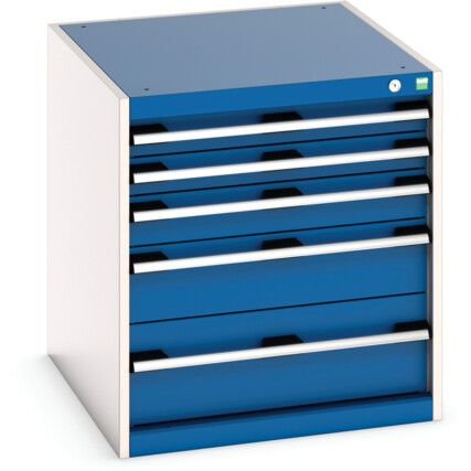 Cubio Drawer Cabinet, 5 Drawers, Blue/Light Grey, 700 x 650 x 750mm