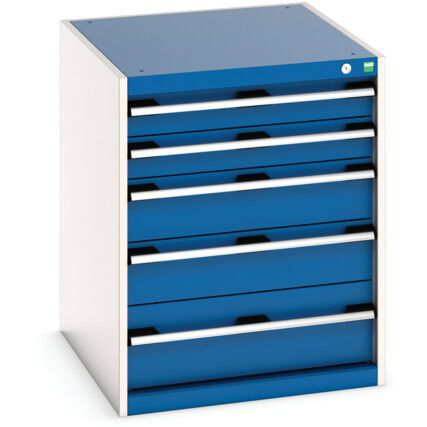 Cubio Drawer Cabinet, 5 Drawers, Blue/Light Grey, 800 x 650 x 750mm