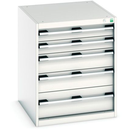 Cubio Drawer Cabinet, 5 Drawers, Light Grey, 800 x 650 x 750mm