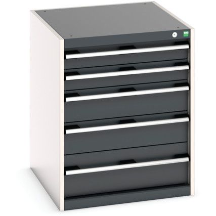 Cubio Drawer Cabinet, 5 Drawers, Anthracite Grey/Light Grey, 800 x 650 x 750mm