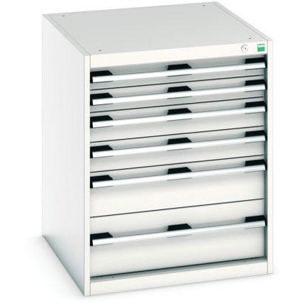 Cubio Drawer Cabinet, 6 Drawers, Light Grey, 800 x 650 x 750mm