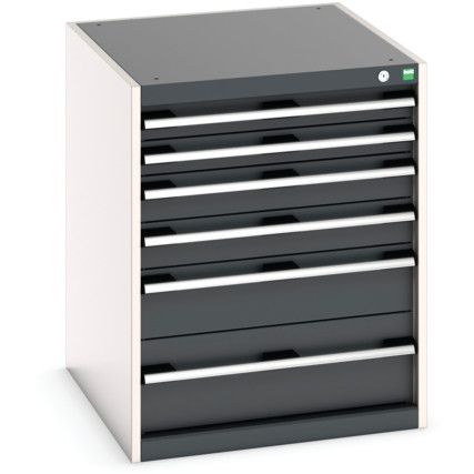 Cubio Drawer Cabinet, 6 Drawers, Anthracite Grey/Light Grey, 800 x 650 x 750mm