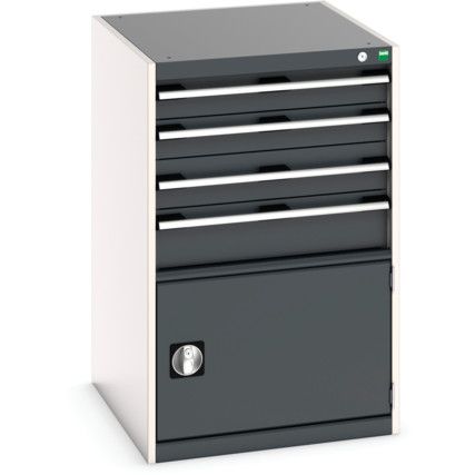 Cubio Drawer Cabinet, 4 Drawers, Anthracite Grey/Light Grey, 1000 x 650 x 750mm