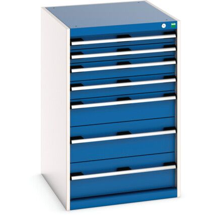 Cubio Drawer Cabinet, 7 Drawers, Blue/Light Grey, 1000 x 650 x 750mm