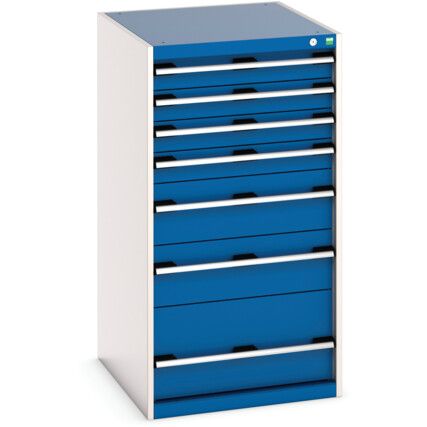 Cubio Drawer Cabinet, 7 Drawers, Blue/Light Grey, 1200 x 650 x 750mm