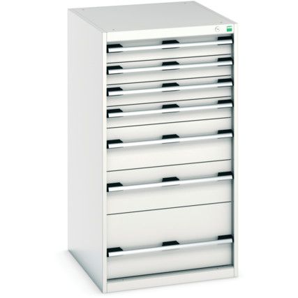 Cubio Drawer Cabinet, 7 Drawers, Light Grey, 1200 x 650 x 750mm