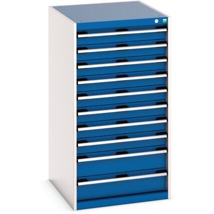 Cubio Drawer Cabinet, 10 Drawers, Blue/Light Grey, 1200 x 650 x 750mm