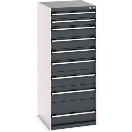 Cubio Drawer Cabinet, 9 Drawers, Anthracite Grey/Light Grey, 1600 x 650 x 750mm