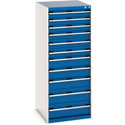 Cubio Drawer Cabinet, 11 Drawers, Blue/Light Grey, 1600 x 650 x 750mm