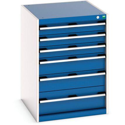 Cubio Drawer Cabinet, 6 Drawers, Blue/Light Grey, 900 x 650 x 750mm