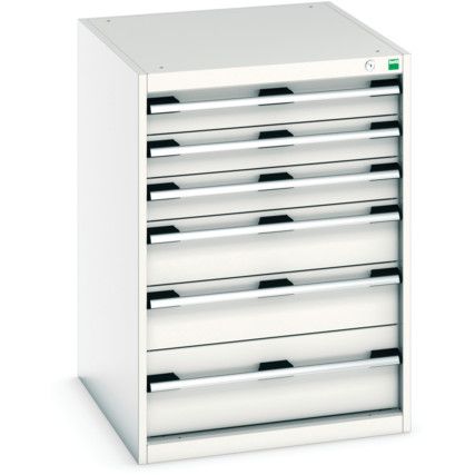 Cubio Drawer Cabinet, 6 Drawers, Light Grey, 900 x 650 x 750mm